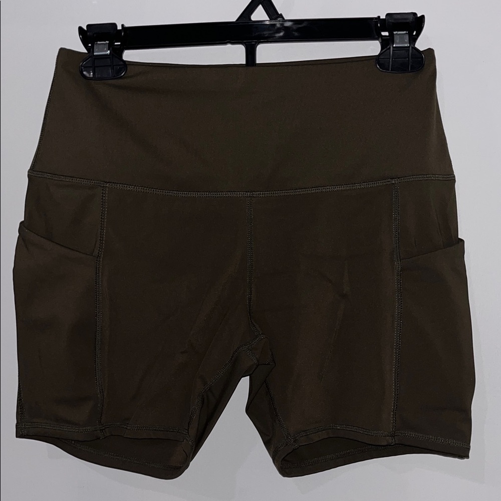 High-Waist Olive Bike Shorts